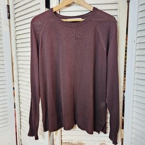 Zara Super Lightweight Viscose Blend Crew Neck Sweater Chocolate Brown Medium